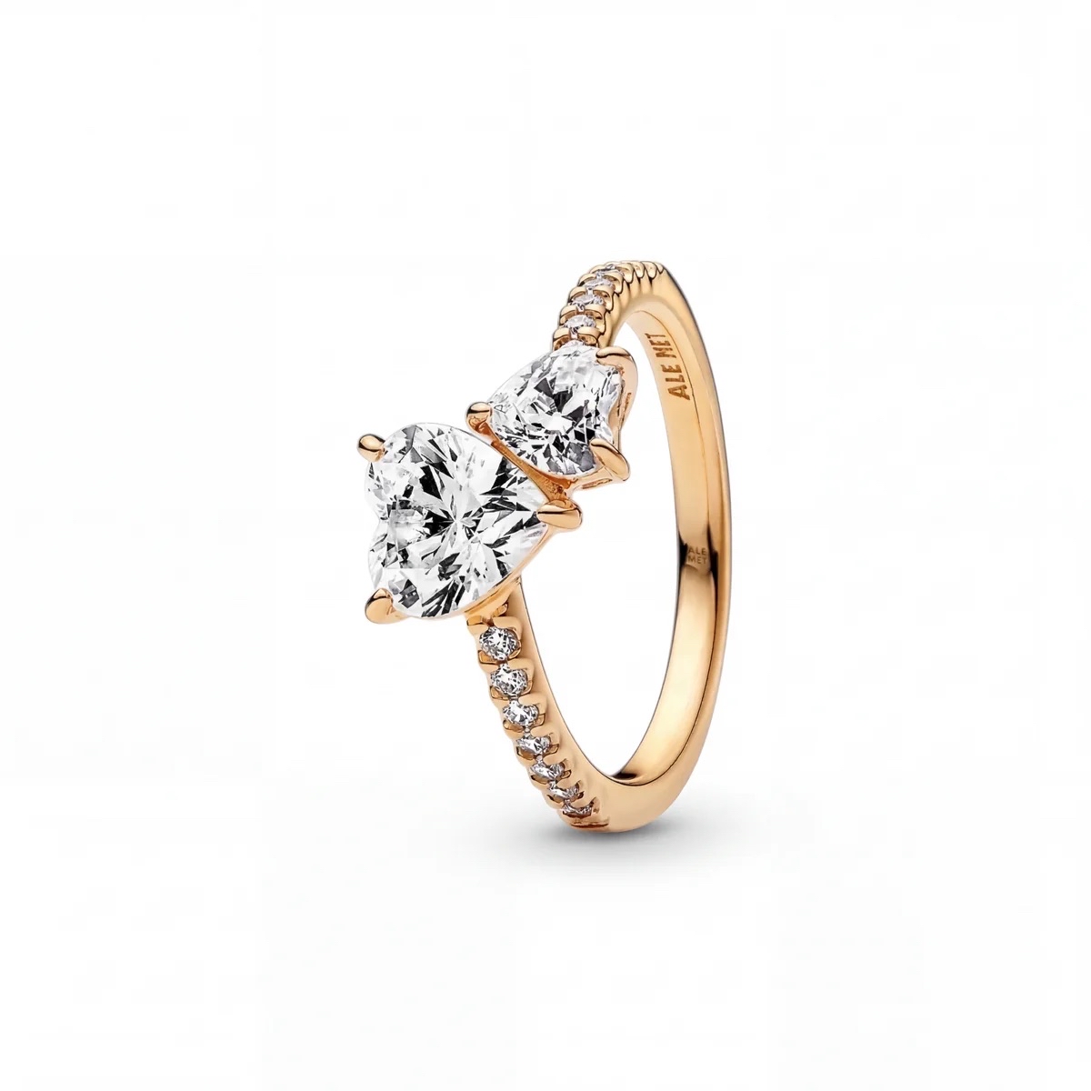 Bague Scintillante Cœur Double Or